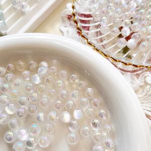 [20개]관통형 10mm 아크릴 캣츠아이 화이트 3-1052-3 비즈 키링만들기 공예재료