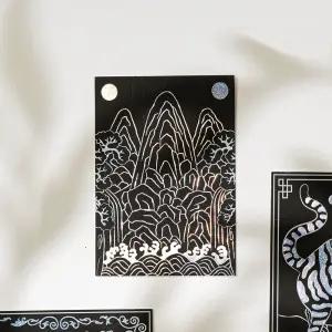 자개 스크래치 페이퍼 우리나라 전통 민화 만들기 세트 일월오봉도 호일 아트 키트 포일 취미 미술 재료