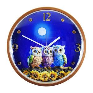 삼남매 부엉이 고급 인테리어 벽장식 부자되는 풍수 그림 원형 벽걸이 시계