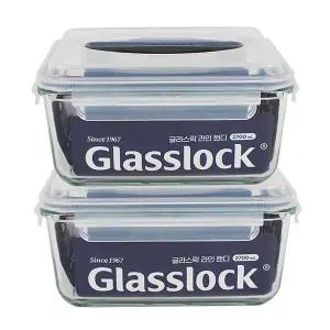 (1+1)글라스락 핸디김치통(2.7L)-2개 김장독 반찬통 쌀통 내열강화유리 다용도밀폐통