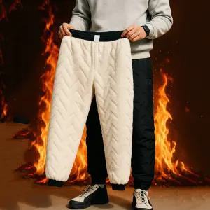 남성 털빠짐없는 겨울 두꺼운 방수 양털기모 조거형 일자형 작업 트레이닝 패딩바지