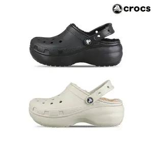 크록스 클래식 라인드 플랫폼 클로그 여성 여자 겨울 방한 털슬리퍼 2종택일