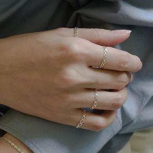 심플 웨이브 레이어드링 열손가락반지 925은 꼬임 실반지