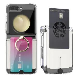 갤럭시 Z플립6 Z플립5 카드 수납 힌지보호 투명 풀커버 핑거링 케이스