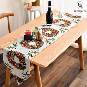 크리스마스 식탁 러너 연말 홈파티 테이블 덮개 서랍장 장식장 화이트리스