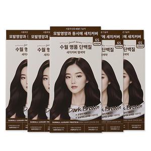 수월 명품 단백질 새치커버 염색약 6S 진한갈색(5개)