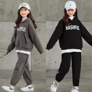 여아 주니어 바쉬벨벳 겨울 기모 후드 초등학생 트레이닝 상하