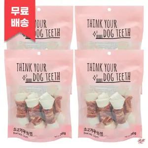 더주스 띵독 소고기 딩고 우유껌 6P x 4개 강아지 이갈이 개껌 간식 띵크유어독티스