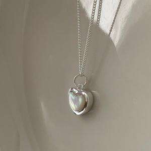 925실버 러블리 하트 자개목걸이 레이어드 목걸이