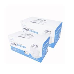 개별포장 일회용마스크(50P 성인용) 화이트-2개 마스크 비말 덴탈 치과 환절기
