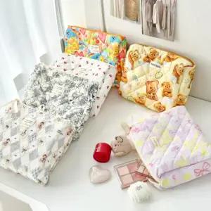 스퀘어 퀄팅 화장품 여행 휴대용 가방 다용도 파우치 _미듐