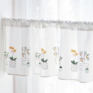 [씨엘]스프링 가든 자수 주방 바란스 플라워 커튼 미니광목 가리개커튼