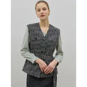 [하프클럽/]품격있는 벨티드 트위드 울 베스트 (택가격 268000원)