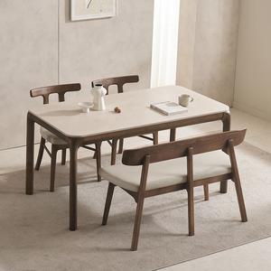 피어몬 애쉬 원목 양면 포세린 세라믹 4인 식탁세트 벤치1개+의자2개)