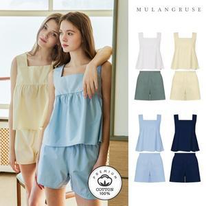 [물랑루즈]여성 순면 여름잠옷 데이 어라운드 탑+쇼츠