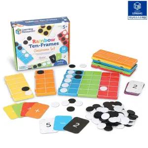 러닝리소스 레인보우 텐프레임 학급 세트 기초 수세기 연산학습 놀이 숫자 부호 카드 어린이