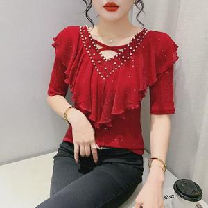 여성 라틴댄스복 댄스복 라인댄스복 입술 블링블링 XS 벨리 무대 재즈 상의 라인댄스 치마