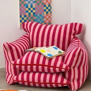 핑크 편한 1인용 소파 스트라이프 쇼파 초대형 인테리어 패브릭