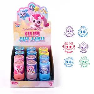 티니핑 캐릭터 칭찬 스탬프 PO 원형 (12개입) 어린이 만년 도장 세트