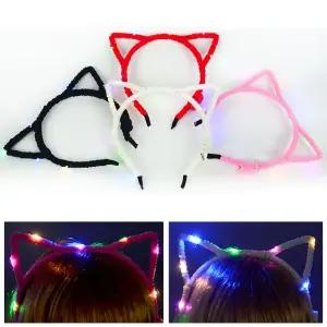 (랜덤발송) 이벤트 헤어밴드 LED 칼라고양이 클럽 콘서트 파티 머리띠/소품/학예회/발표회/재롱/잔치/연극