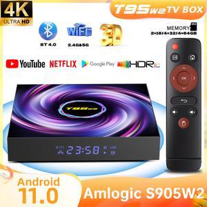 글로벌 TV 박스 셋톱박스 11 T95W2 고화질 AM 넷플릭스 BT 듀얼 홈시어터 5G S905W2 WIFI 지원 4K 안드 4G