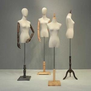 가봉용 마네킹 의류제작 재단사 스탠드 우드 코드철 80 제품 흰색 상반신 사각/