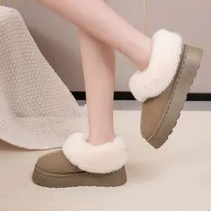 고품질 여성 3컬러 키높이 털부츠 방한 통굽 발목 겨울 털 (WFGCU1W)