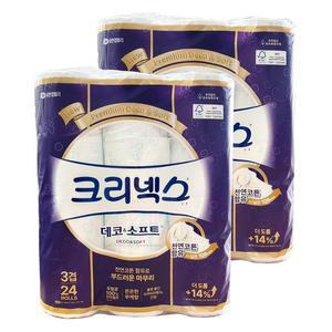 크리넥스 데코앤소프트 화장지 3겹 35m 24롤 2개입 광폭 108mm