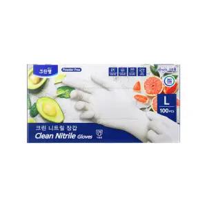 LL 크린? 니트릴 장갑 화이트 대형 100입 ( 요리 가정용 라텍스장갑 위생장갑 주방용품