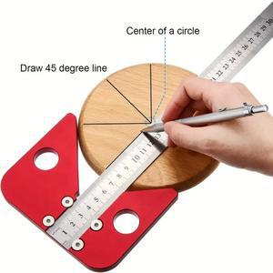센터 파인더 라인 스퀘어 구경 45도 측정 목수 도구 스크라이브 마킹 눈금자 각도