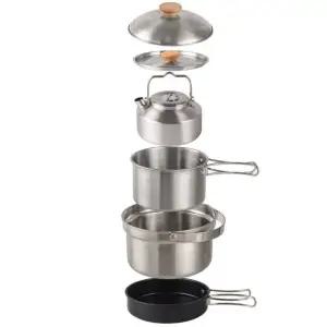 스텐304 멀티 코펠 세트 (냄비/후라이팬/주전자/캠핑/백패킹)