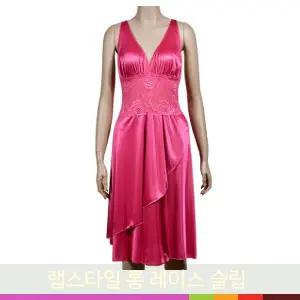 섹시슬립 슬립 원피스 편하고 섹시한 랩스타일 롱 레이스 잠옷