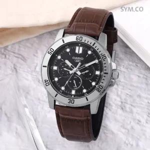 카시오 MTP-VD300L-1E 다이버룩 빈티지 다기능 스포츠 남자 가죽 시계 c