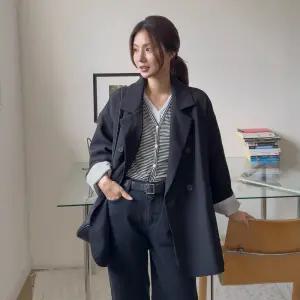 더블버튼 오버핏 정장 자켓 테일러드 카라 여성 빅사이즈