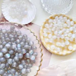 [10개]관통형 10mm 수지 월광 구슬 2종 화이트 블랙 3-1146 비즈재료