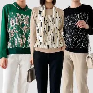 블랙미즈 투톤 플리츠 블라우스 3종세트