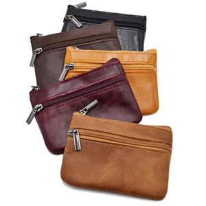 Frezx 여성용 가죽 코인 파우치 지퍼 미니 지갑 열쇠고리 더블