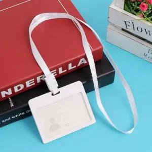 플립 가로형 사원증 케이스+목걸이줄 화이트) 명찰케이스 신분증케이스 사원증케이스