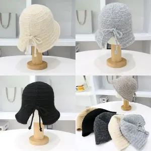 [하프클럽/]리본 포인트 울 데일리 벙거지 모자 보온 방한 겨울