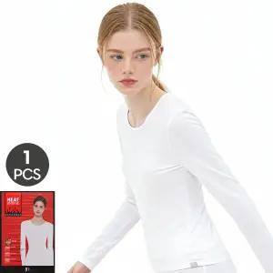 제임스딘 여성 흰색내의 긴팔내복 상의 9부 가을 초겨울 내복상의 스판내의