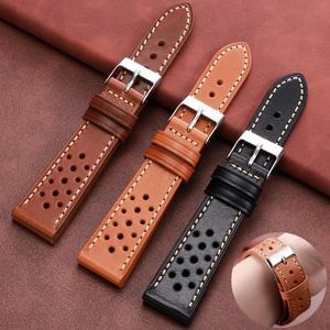 손으로 만들어진 소 가죽 스트랩 18mm 20mm 빈티지 브라운 블랙 시계 밴드 세이코 프리미엄 손목 통기성 팔