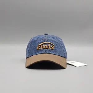 EMIS 이미스모자 워시드 데님 볼 캡 블루브라운