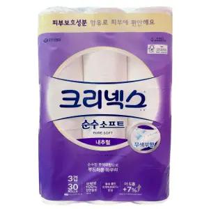 크리넥스 순수 소프트 내추럴 3겹 화장지 30m 30롤 1팩 (30롤)