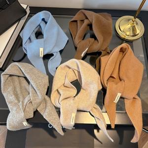 100% 울 한국 스타일 니트 삼각 스카프 여성 따뜻한 머리 숄 다기능 넥커치프