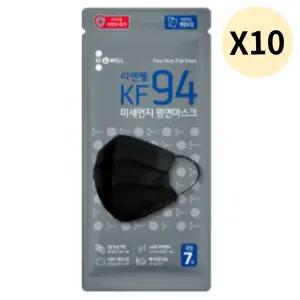 리앤웰 미세먼지 황사 마스크 대형 블랙 7매 X10개 BNS