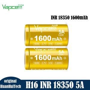 Vapcell H16 INR 18350 1600mah 5A 3.7V 리튬 이온 배터리 전원 장난감용 충전식 셀