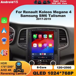 르노 콜레오스 메간 4 삼성 SM6 탈리스만 2017-2019용 안드로이드 15 자동차 WIFI 4G 네비게이션 라디오 지원 멀티미디어 카플레이 차량용 GPS