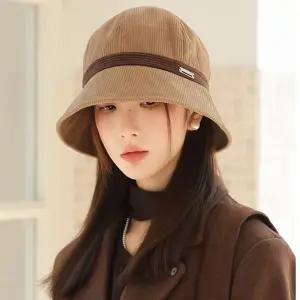 LnD 여성 겨울 골덴 벙거지모자 코듀로이 버킷햇 따뜻한 방한모 여성 데일리 방한