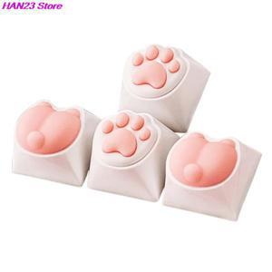 기계식 키보드용 귀여운 고양이 발 키캡, 체리 MX 스위치, DIY 맞춤형 소프트 실리콘 키컵, 장인 핑크 색상, 1PC