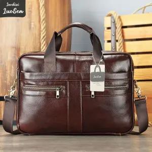 LUOSEN 천연소가죽 남성 노트북 서류가방 남자가방 크로스백